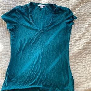 James Perse Teal Short Sleeve V-Neck Tee